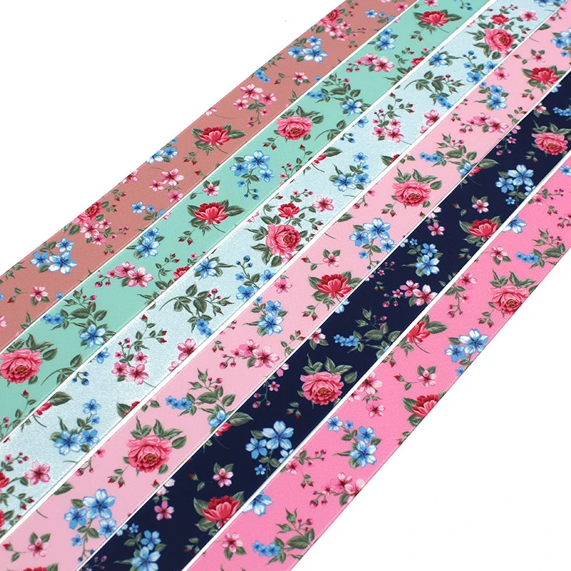 Color printing flowers ribbon 1 inch customizable Multicolor packaging ribbon