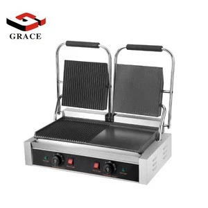 Commercial Double Electric Contact Panini Grill Press Sandwich Steak Waffle Maker