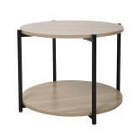 Contemporary Round Coffee Table Living Room Solid Wooden Small Coffee Table with Metal Legs