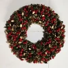 Cost effective decorative 3 christmas wreaths on front door