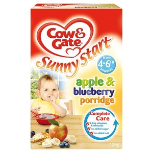 Cow & Gate Apple & Blueberry Porridge - 4 Months Onwards - Breakfast Cereal - 125g