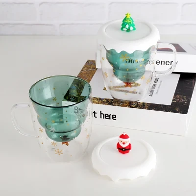 Creative Christmas Tree Cup Heat-Resistant Double Glass Star Wishing Coffee Cup