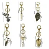 Custom bronze retro locks and keys, carabiner key chain