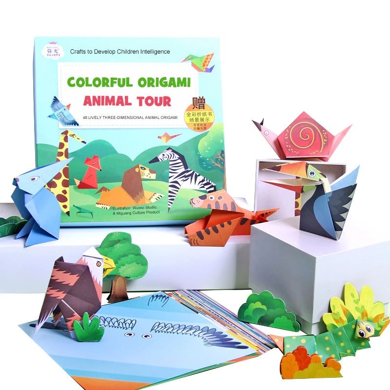 Custom Creative Origami Folded Paper Handmade Crafts Flower Crane Origami Star Paper