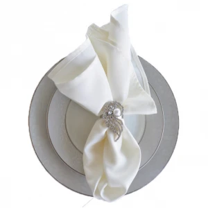Custom logo white table linen hemstitch restaurant wedding cotton cloth napkins