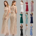 Custom Long Floral Sequin Print Fishtail Tulle Wholesale Prom Dresses Best Selling Plus Size Women Elegant Evening Dresses
