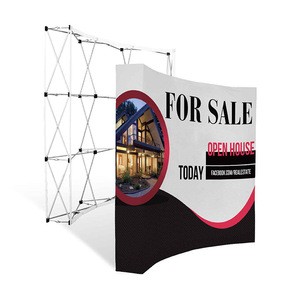 custom printed and promotional trade show exhibition curved top pop up banner stands