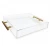Import custom rectangle clear acrylic serving tray with gold metal handle for hotel restaurant from China