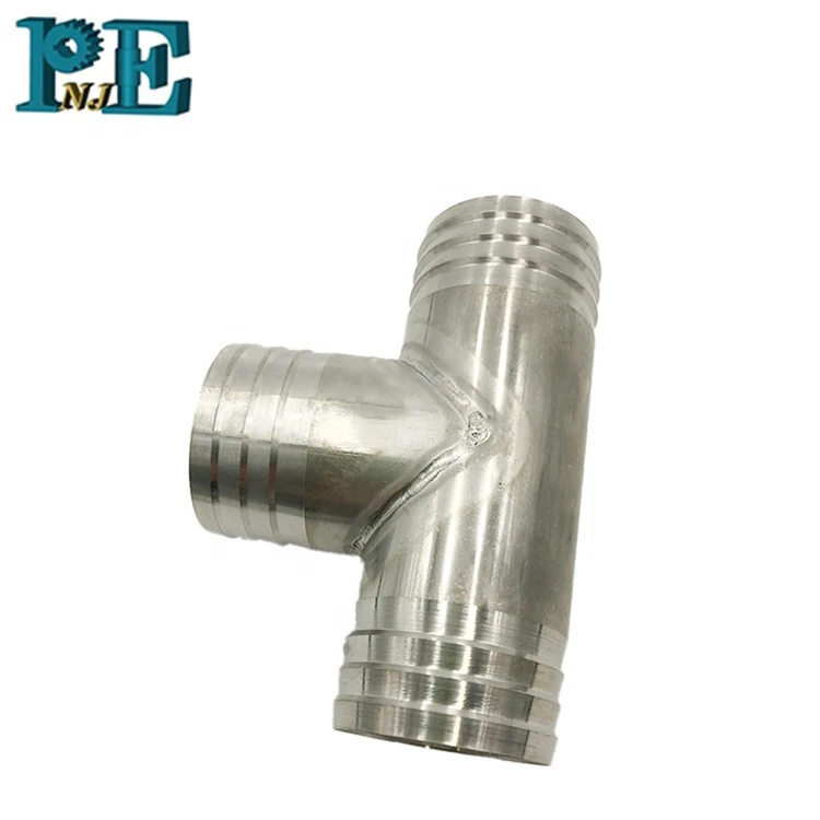 custom stainless steel casting fittings cnc machining brass metal parts aluminum square tube connector turning barbed fitting