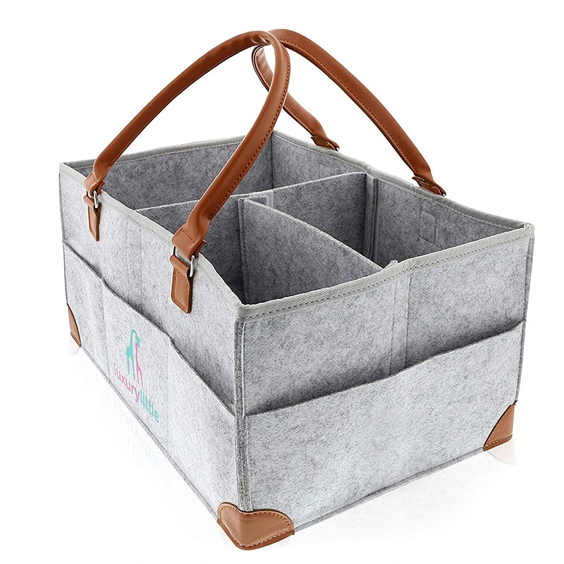 Custom Travel Mom Baby stroller Bag grey felt fabric mummy baby diaper bag