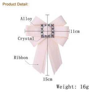 Custom Women Accessories Wholesale Bulk Jewelry Fabric Butterfly Crystals Brooch