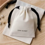 Customised Print Small Soft Muslin Jewelry Packaging dust bags cotton luxury