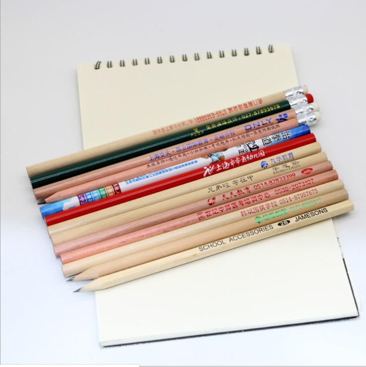 Customized full printing souvenir wooden HB pencil with eraser