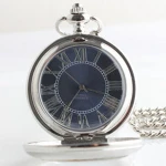 Customized Mens/Womens Roman Numerals Skeleton Hand winding Mechanical Pocket Watch Chain