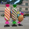 Customized most popular large modern crafts sculpture outdoor decoration color resin fiberglass candy statue
