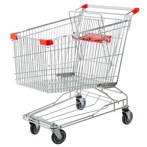 Customized shopping trolleys supermarket cart 4 wheel oem foldable with power coating