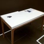 Cut to size pure white solid surface table top / acrylic kitchen worktop