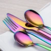 Dishwash safe rainbow stainless steel flatware set, spoon knife fork cutlery