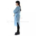 disposable non woven lab coats in long sleeve with knitted cuff and collar