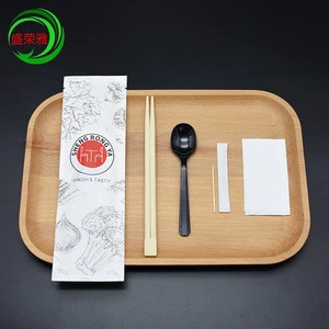 Disposable plastic flatware set chopsticks with spoon, paper towels&amp;toothpick