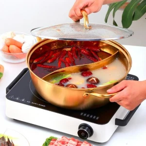 Divided hot pot kitchen cookware high quality factory cookware 304 stainless steel metal with lid high value