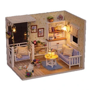 Doll House Furniture D I Y Miniature Dust Cover 3 Wooden Mini auras Dollhouse Toys for Children Birthday Gifts Kitten Diary