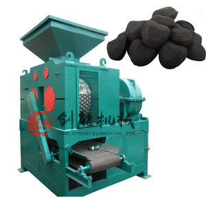 Double roller hydraulic press oval charbon briquette making machine