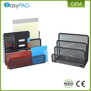 EasyPAG 4 stacking sorter sections black wire mesh desktop paper letter holder