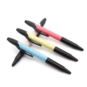 Eco-friendly Recycled Ball Pen With Phone Touch Stylus,Degradable Material Ballpoint Pen With Custom Logo Highlighter Pen