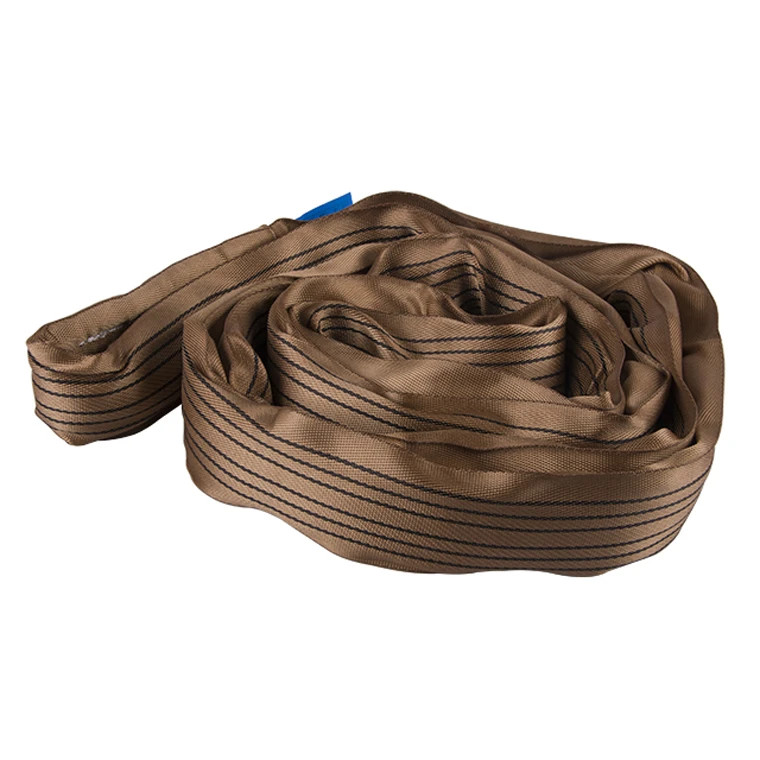 EN1492-2 6T brown high tenacity polyester endless round lifting webbing sling  belt