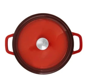 Enameled Cast Iron Round Dutch Oven Casserole 6.3qt 6l Red Black Interior