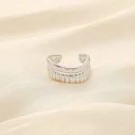 European and American new designed stainless steel Shell patterned double row ring Simple and versatile