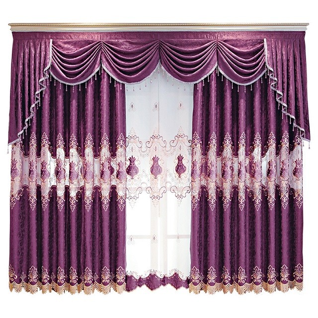 European Luxury Window Embroidered Curtains And Drapes Blackout Chenille Fabric Cortinas Curtains For The Living Room