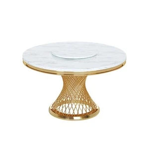 European modern luxury white round marble top stainless steel base dining table dining room set dining room furniture