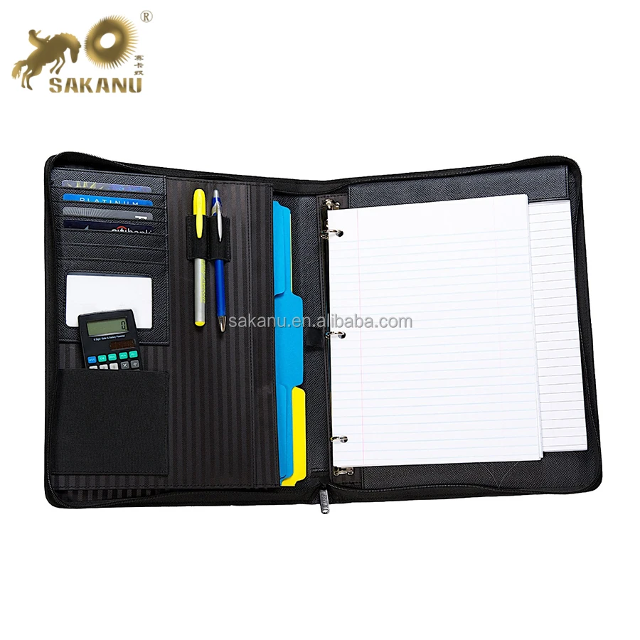 Executive A4 Zippered Padfolio with Removable 3-Ring Binder