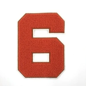 Factory custom chenille embroidered sew-on number patch