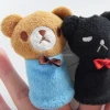 factory custom  Mini Plush Animal black cat hand puppet finger puppet