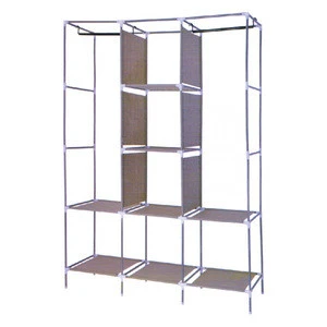 factory direct nonwoven fabric cloth cabinet closet metal frame folding wardrobe for bedroom