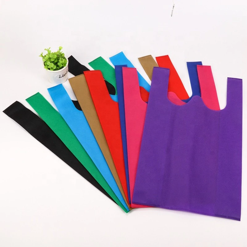 Factory Directly Supply Market Hot Selling Breathable Reusable Custom Logo D Cut Supermarket Vest Shopping Non Woven Bag