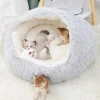 Factory Wholesale Non-slip Bottom Round Soft Donut Dog Pet Bed Cave Cat Nest Bed