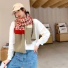 Fashion autumn and winter new warm scarf female wild houndstooth knitted wool student bib dual-use shawl