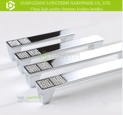 Fashion Chrome Plated Crystal Zinc Alloy Handle for Cabinet Drawer