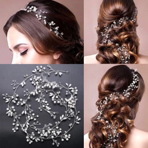 Fashion Pear Silver Color bridal hair accessories Handmade Crystal Hair Jewelry Wedding Accessories Headband Women Headpiece