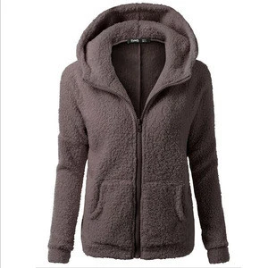 Fashion Women &#039;s Hooded Sweater Coat Fleece Jacket