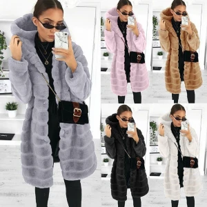 Faux Fur Coat Winter Cute Outerwear  women&#x27;s long knit cardigan coat christmas gift  leadis woolen coat popular women&#x27;s faishon
