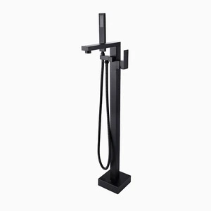 Floor standing black bath and shower mixer faucet with CUPC and Watermark certificate