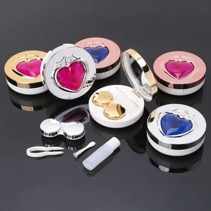 FreshLady Contact Lens Box Heart With Mirror Travel Portable Case Storage Container Luxury