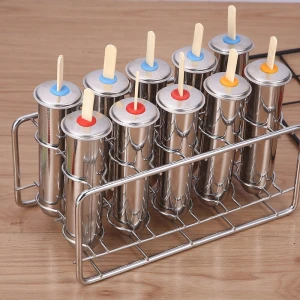 Frozen Stainless Steel Popsicle Molds Ice Cream Stick Holder 6/10 Molds Silver Home DIY Ice Cream Moulds Round Ice Pop Mould