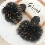 fur slides fashion fox fur slides slippers raccoon fur slides