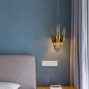 G-Lights Modern Luxury Indoor Decorative Bedside Glass Gold LED Chandelier Pendant Lamp